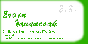 ervin havancsak business card